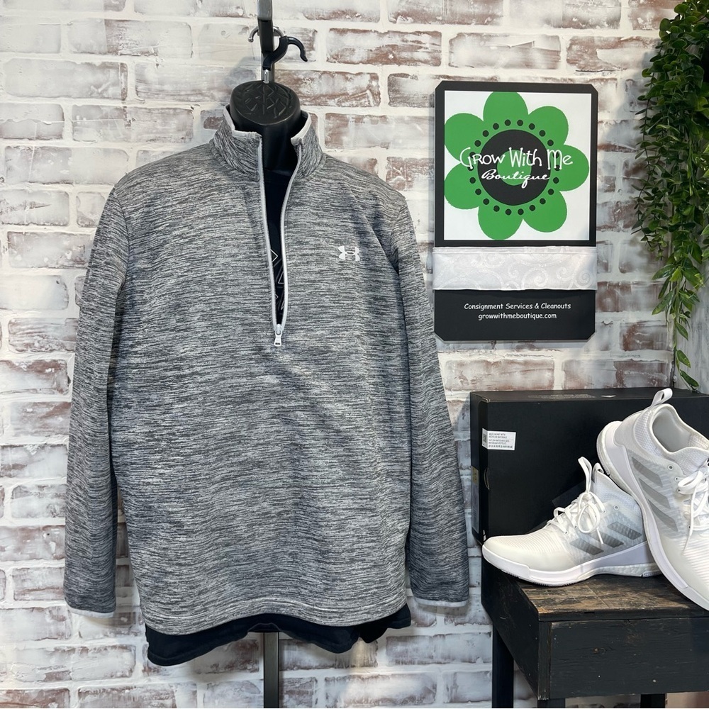 Under armour  ColdGear Gray and White pullover large